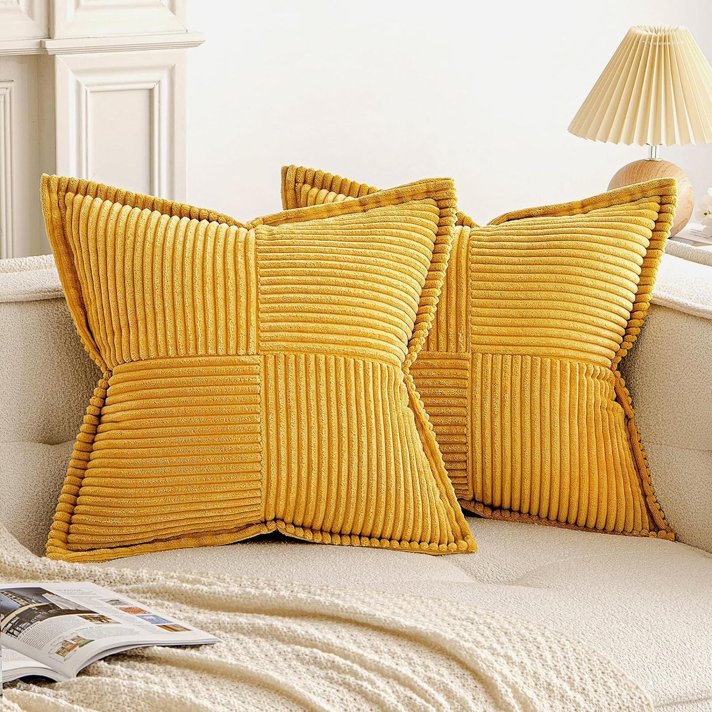 Super Soft Boho Striped Corduroy Pillow Covers
