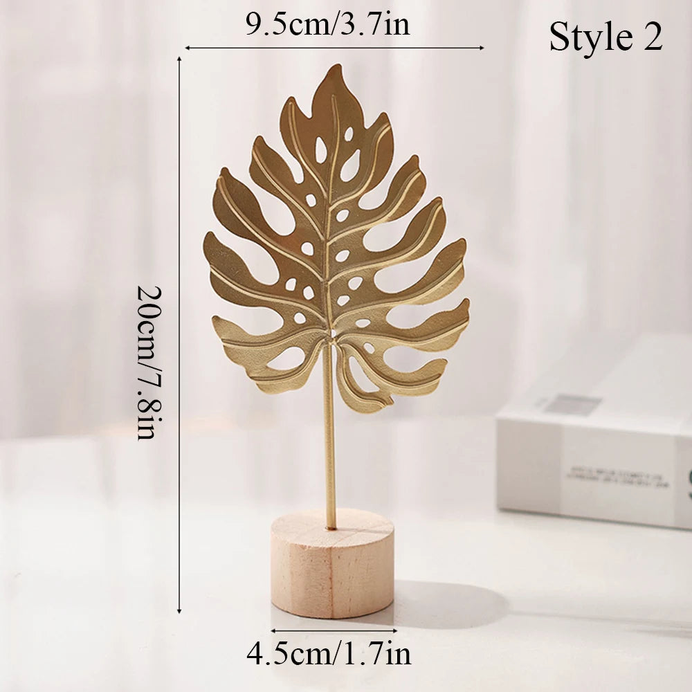 Nordic Gold Ginkgo Leaf Crafts Leaves Sculpture for Room Decor