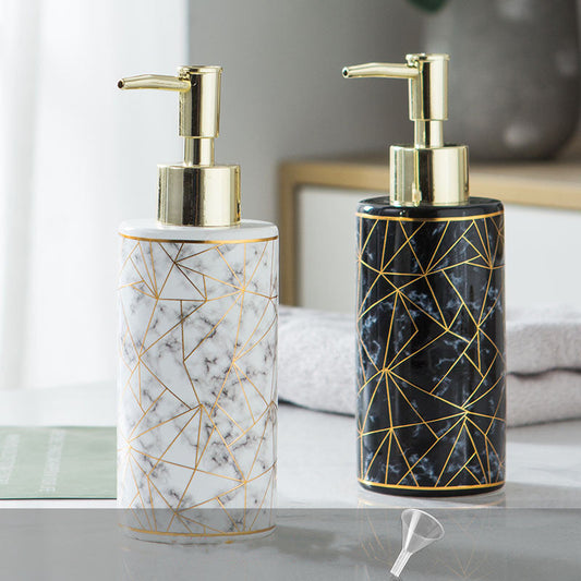 Add Elegance to Your Bathroom with Marble Ceramic Lotion & Shampoo Bottles