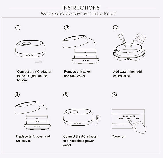 500ml Ultrasonic Colorful Light Fragrance Air Humidifier  with Essential Oil Diffuser