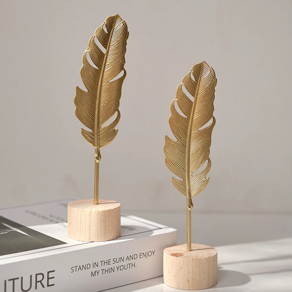 Nordic Gold Ginkgo Leaf Crafts Leaves Sculpture for Room Decor