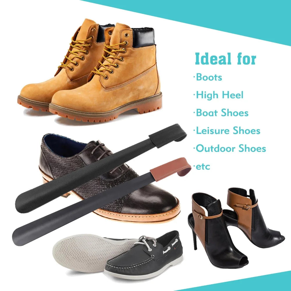 42cm Long Handled Leather Shoe Horn