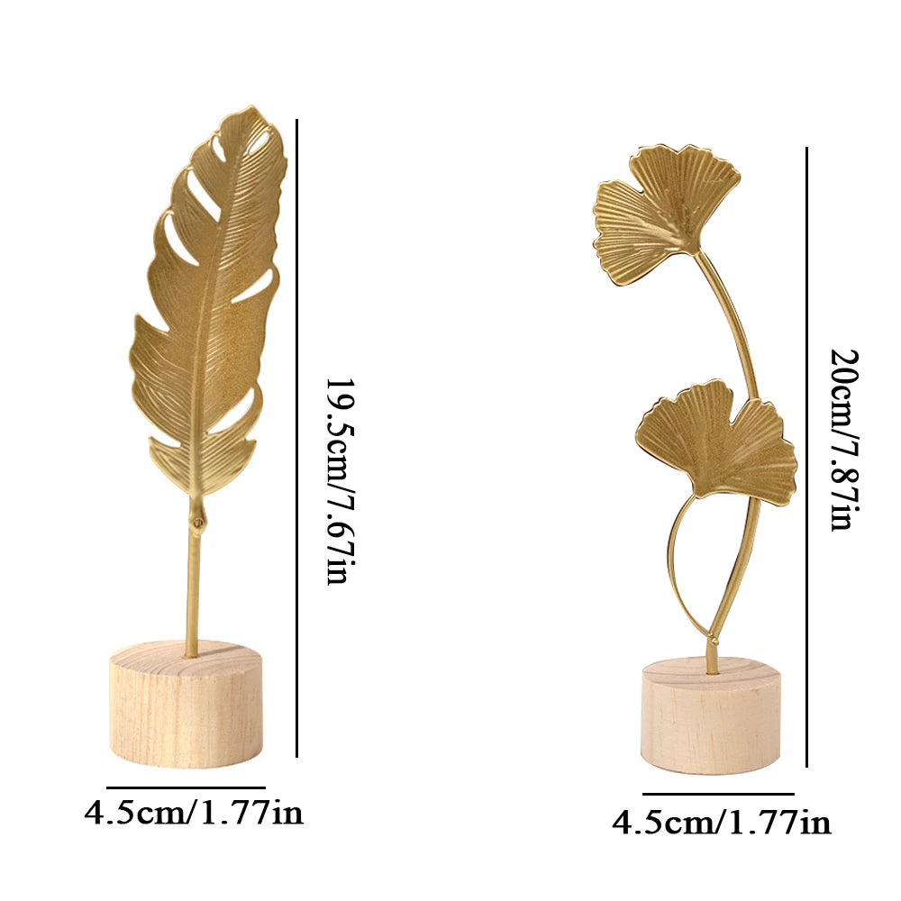 Nordic Gold Ginkgo Leaf Crafts Leaves Sculpture for Room Decor