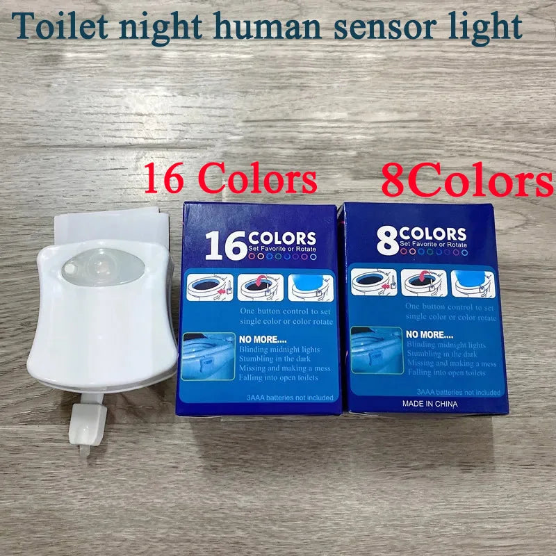 16/8 Colors Waterproof Toilet Seat Smart Motion Sensor Night LED Light