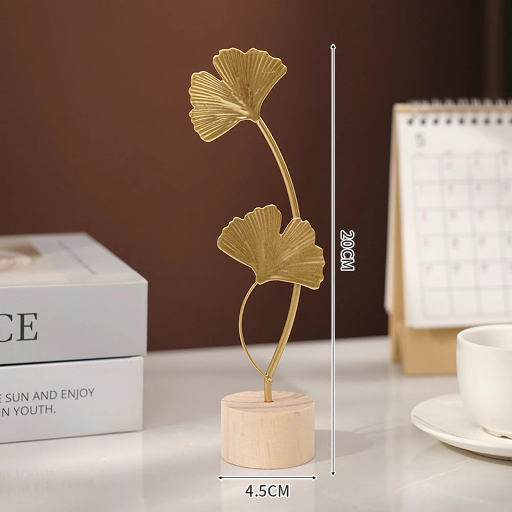 Nordic Gold Ginkgo Leaf Crafts Leaves Sculpture for Room Decor