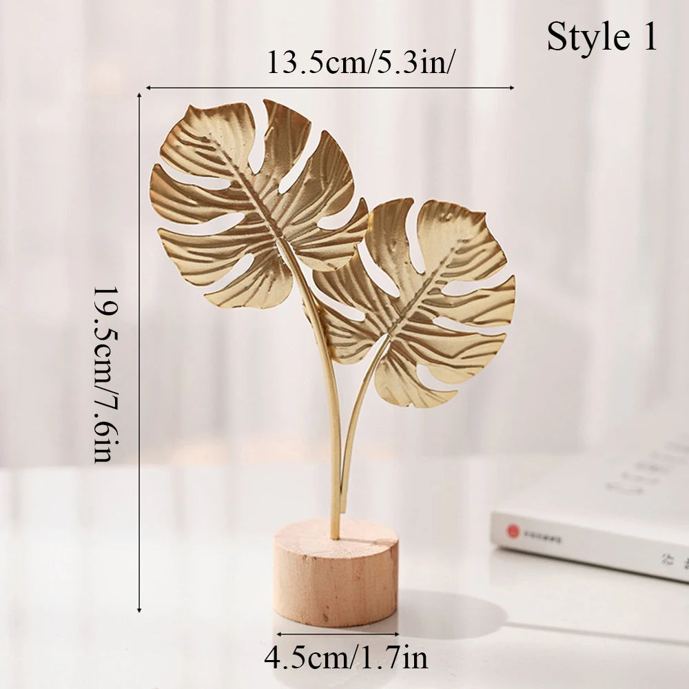 Nordic Gold Ginkgo Leaf Crafts Leaves Sculpture for Room Decor