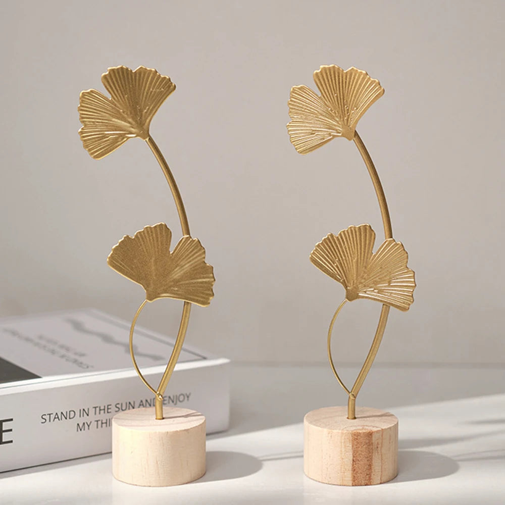 Nordic Gold Ginkgo Leaf Crafts Leaves Sculpture for Room Decor