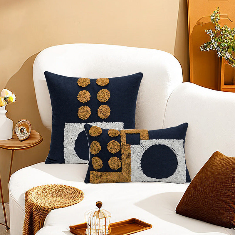 Loop Tufted Embroidery Pillow Cover