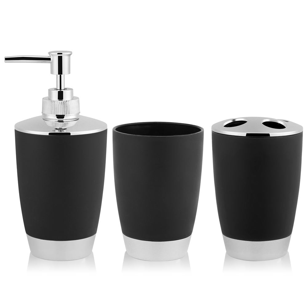 4Pcs/Set Bathroom Suit Accessories Includes Cup Toothbrush Holder Soap Dish Dispenser Black